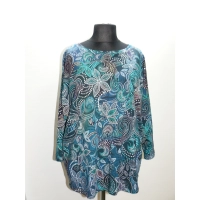 Bluzka w luźnym stylu OVERSIZE z motywem mandali - odcienie zieleni